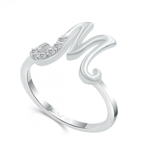 Love Spell Lab-grown Diamonds Letter M Initial Ring 0.10 Ct. T.w. in Sterling Silver