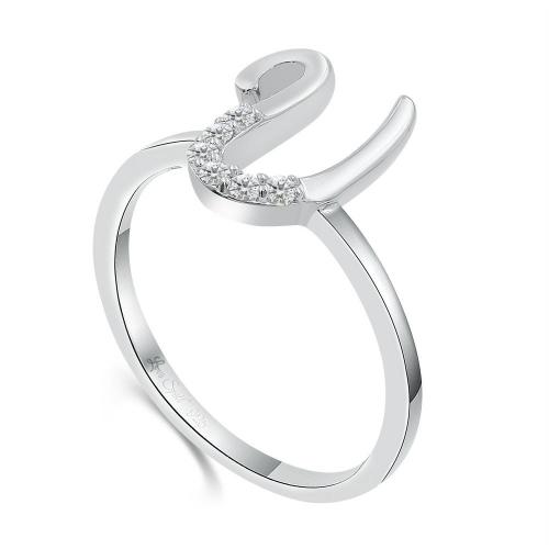 Love Spell Lab-grown Diamonds Letter U Initial Ring 0.10 Ct. T.w. in Sterling Silver
