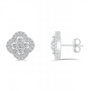 Love Spell Lab-grown Diamonds Flower Studs 1 Ct. T.w. in Sterling Silver