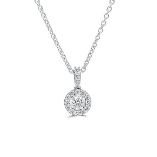 Love Spell Lab-grown Diamonds Round Halo Pendant 0.35 Ct. T.w. in Sterling Silver