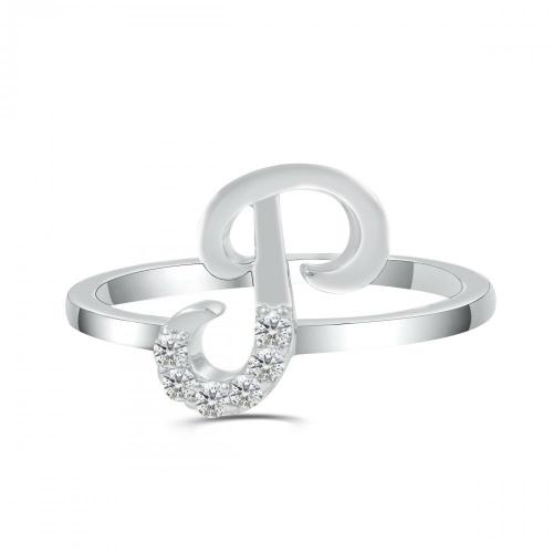 Love Spell Lab-grown Diamonds Letter P Initial Ring 0.10 Ct. T.w. in Sterling Silver
