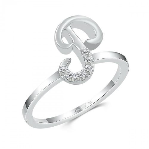 Love Spell Lab-grown Diamonds Letter P Initial Ring 0.10 Ct. T.w. in Sterling Silver