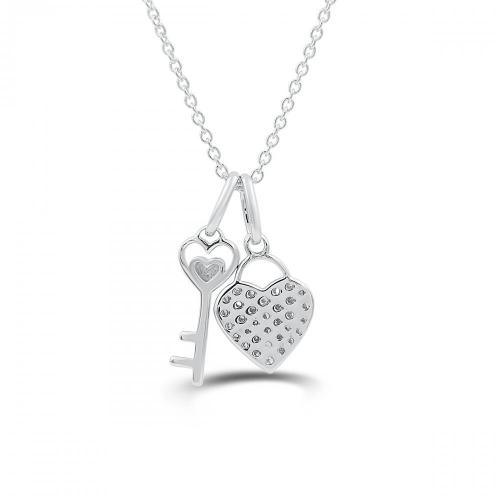 Love Spell Lab-grown Diamonds Heart and Key Pendant 0.50 Ct. T.w. in Sterling Silver