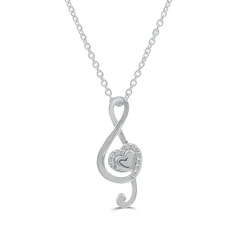 Love Spell Lab-grown Diamonds Musical Note Pendant 0.10 Ct. T.w.
in Sterling Silver