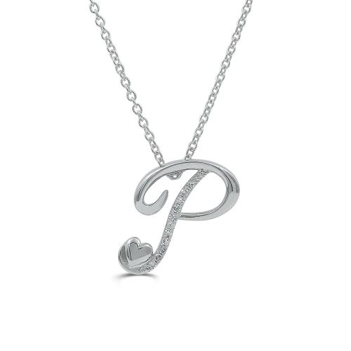 Love Spell Lab-grown Diamonds Letter P Initial Pendant 0.10 Ct. T.w. in Sterling Silver