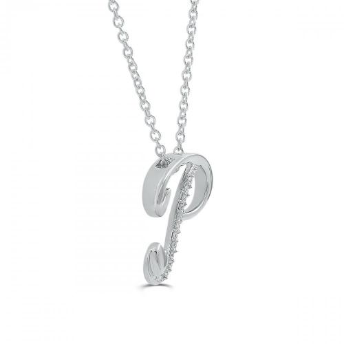 Love Spell Lab-grown Diamonds Letter P Initial Pendant 0.10 Ct. T.w. in Sterling Silver