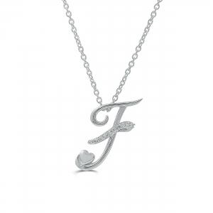 Love Spell Lab-grown Diamonds Letter F Initial Pendant 0.10 Ct. T.w. in Sterling Silver
