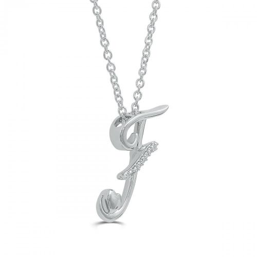 Love Spell Lab-grown Diamonds Letter F Initial Pendant 0.10 Ct. T.w. in Sterling Silver