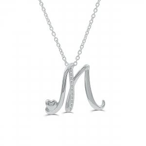 Love Spell Lab-grown Diamonds Letter M Initial Pendant 0.10 Ct. T.w. in Sterling Silver