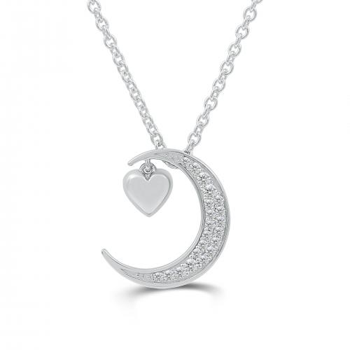 Love Spell Lab-grown Diamonds Moon Heart Pendant 0.25 Ct. T.w. in Sterling Silver