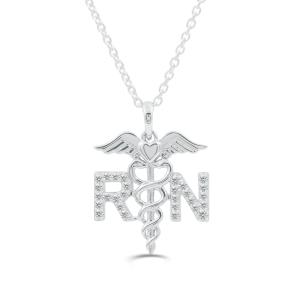 Love Spell Lab-grown Diamonds RN (Registered Nurse) Pendant 0.30 Ct. T.w. in Sterling Silver