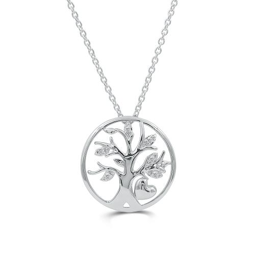 Love Spell Lab-grown Diamonds Life of Tree Pendant 0.10 Ct. T.w. in Sterling Silver