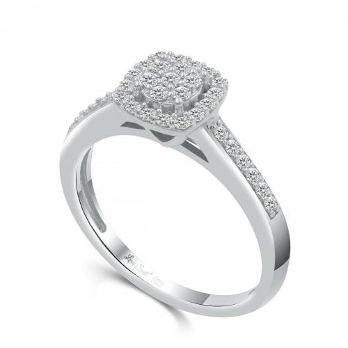 Love Spell Lab-grown Diamonds Halo Composite Ring 0.35 Ct. T.w. in Sterling Silver