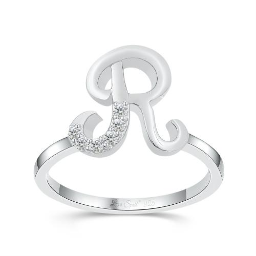 Love Spell Lab-grown Diamonds Letter R Initial Ring 0.10 Ct. T.w. in Sterling Silver