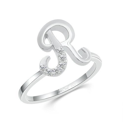 Love Spell Lab-grown Diamonds Letter R Initial Ring 0.10 Ct. T.w. in Sterling Silver