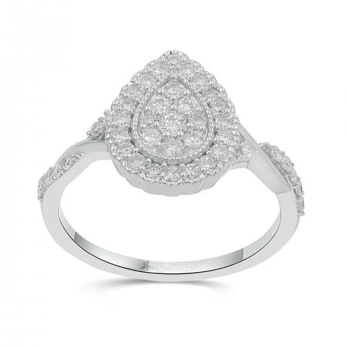 Love Spell Lab-grown Diamonds Pear Halo Composite Ring 0.50 Ct. T.w. in Sterling Silver