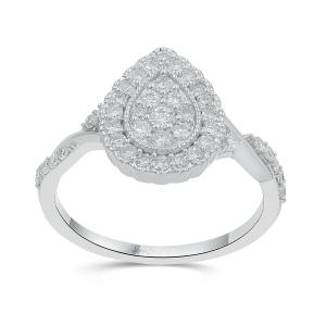Love Spell Lab-grown Diamonds Pear Halo Composite Ring 0.50 Ct. T.w. in Sterling Silver