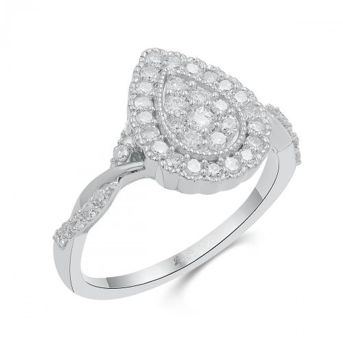 Love Spell Lab-grown Diamonds Pear Halo Composite Ring 0.50 Ct. T.w. in Sterling Silver