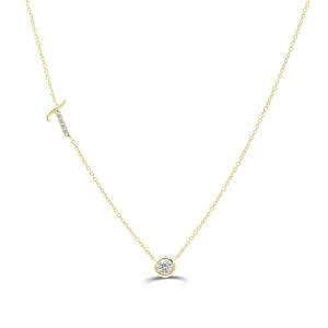 Bella by Ovani® Letter Initial "T" Necklace 0.35 Ct. T.w. in 10K Yellow Gold