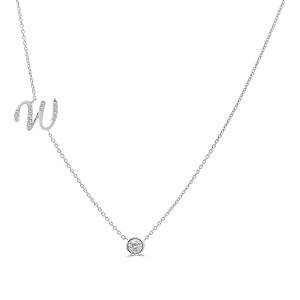 Bella by Ovani® Letter Initial "W" Necklace 0.35 Ct. T.w. in 10K White Gold