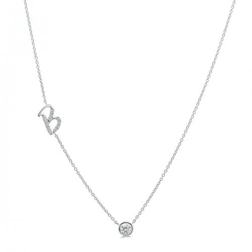 Bella by Ovani® Letter Initial "B" Necklace 0.35Ct. T.w. in 10K White Gold