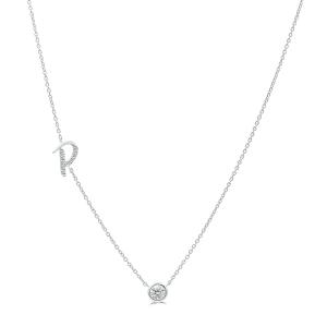 Bella by Ovani® Letter Initial "P" Necklace 0.30 Ct. T.w. in 10K White Gold
