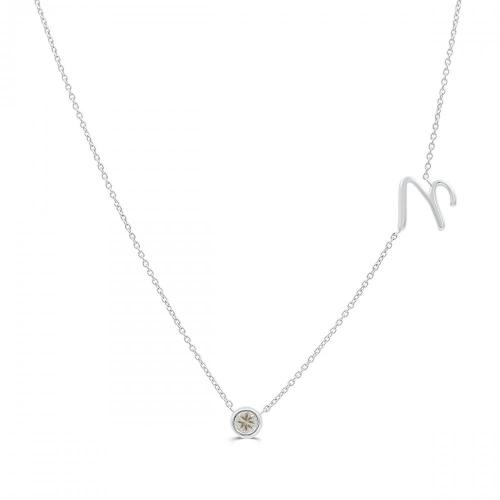 Bella by Ovani® Letter Initial "N" Necklace 0.30 Ct. T.w. in 10K White Gold