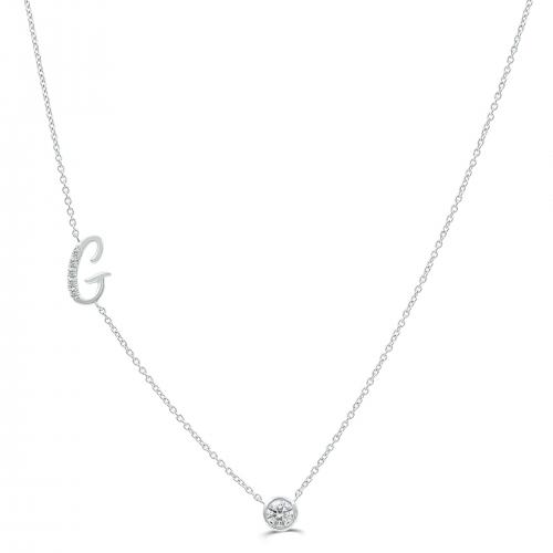 Bella by Ovani® Letter Initial "G" Necklace 0.30 Ct. T.w. in 10K White Gold