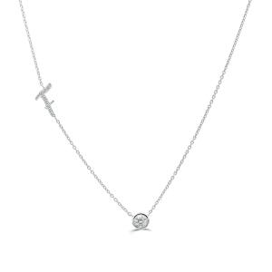 Bella by Ovani® Letter Initial "F" Necklace 0.35 Ct. T.w. in 10K White Gold