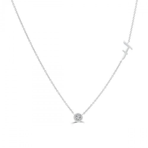 Bella by Ovani® Letter Initial "F" Necklace 0.35 Ct. T.w. in 10K White Gold