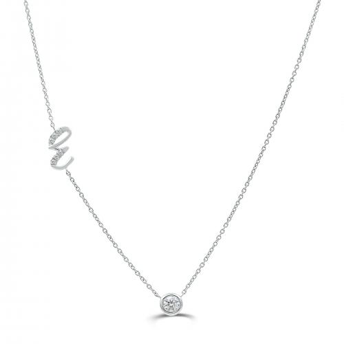 Bella by Ovani® Letter Initial "E" Necklace 0.30 Ct. T.w. in 10K White Gold