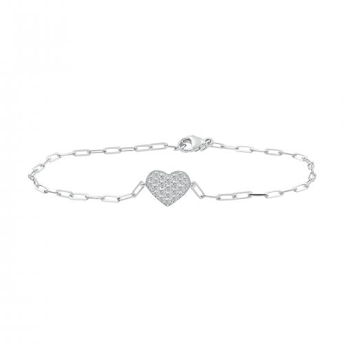 Love Spell Lab-grown Diamonds Heart Paperclip Bracelet 0.30 Ct. T.w. in Sterling Silver