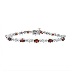 Love Spell Lab-grown Diamonds Garnet Flower Bracelet 1.50 Ct. T.w. in Sterling Silver
