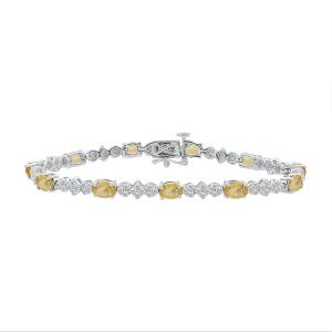 Love Spell Lab-grown Diamonds Citrine Flower Bracelet 1.50 Ct. T.w. in Sterling Silver