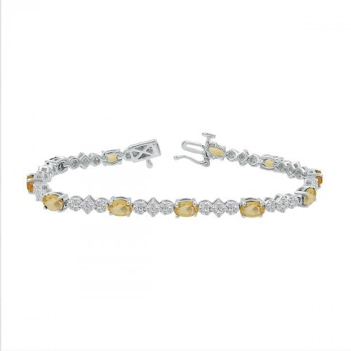Love Spell Lab-grown Diamonds Citrine Flower Bracelet 1.50 Ct. T.w. in Sterling Silver