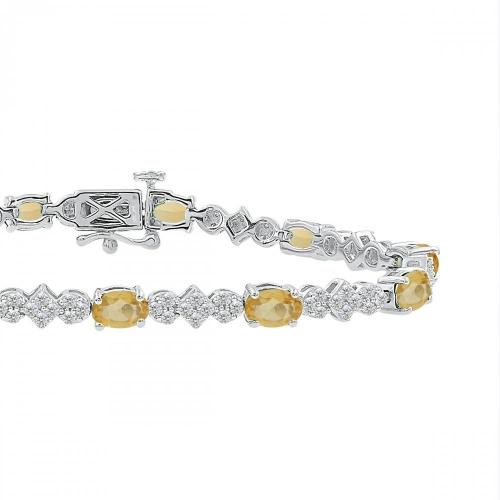 Love Spell Lab-grown Diamonds Citrine Flower Bracelet 1.50 Ct. T.w. in Sterling Silver