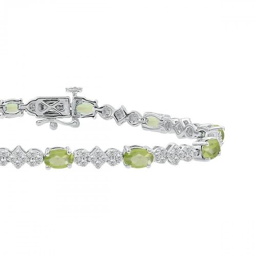 Love Spell Lab-grown Diamonds Peridot Flower Bracelet 1.50 Ct. T.w. in Sterling Silver