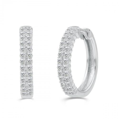 Love Spell Lab-grown Diamonds 2-row Hoops 0.55 Ct. T.w. in Sterling Silver