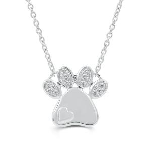 Love Spell Lab-grown Diamonds Paw Print Heart Necklace 0.15 Ct. T.w. in Sterling Silver