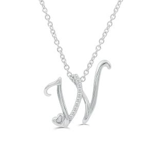 Love Spell Lab-grown Diamonds Letter W Initial Pendant 0.10 Ct. T.w. in Sterling Silver
