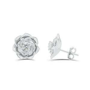 Love Spell Lab-grown Diamonds Flower Studs 0.70 Ct. T.w. in Sterling Silver