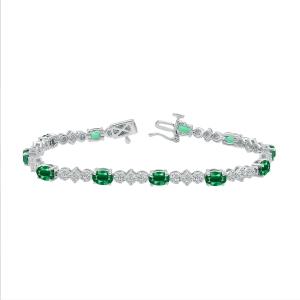 Love Spell Lab-grown Diamonds Opal Flower Bracelet 1.55 Ct. T.w. in Sterling Silver