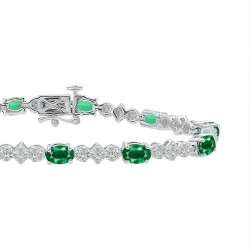 Love Spell Lab-grown Diamonds Opal Flower Bracelet 1.55 Ct. T.w. in Sterling Silver