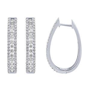 2 Ct. T.w. Diamond Round 3-row Hoop Earrings In 14kt White Gold