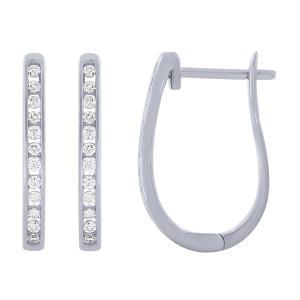 1/4 Ct. T.w. Diamond Round Hoop Earrings In 14kt White Gold