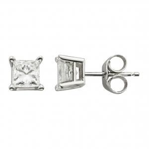 Ultimate Value® Princess-cut Solitaire Diamond Screw Studs - 0.15 Ct. T.w. in 14K White Gold