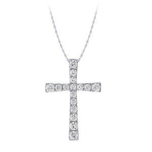 Ovani® Cross Pendant 0.50 Ct. T.w. in 18K White Gold
