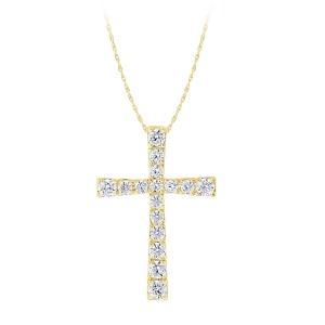 Ovani® Cross Pendant 0.50 Ct. T.w. in 18K Yellow Gold