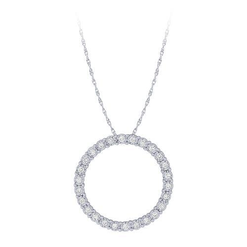 Diani® 26-stone Circle of Life Pendant - 0.20 Ct. T.w. in 14K White Gold