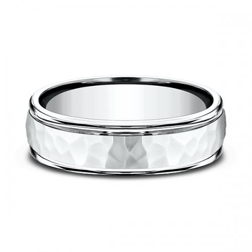 Comfort-Fit Design Wedding Band in 14K White Gold (6.5 mm)